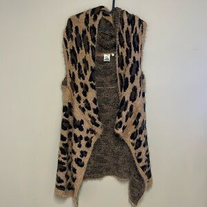Sleeveless Cardigan Animal Print Vest